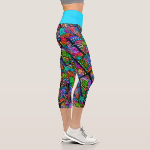 Leggings Capri Formes très colorées abstraites art 10