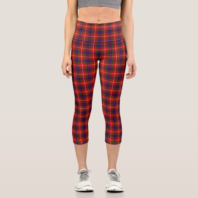 Leggings Capri Fraser tartan rouge vert bleu violet plaid (Recto)