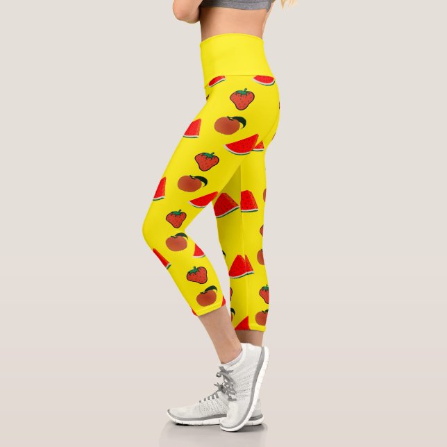 Leggings Capri Fruits d'été en jaune (Gauche)