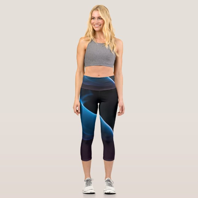 Leggings Capri Fumée bleue sur le capri noir (Recto)