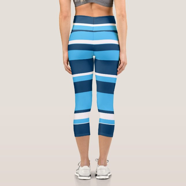 Leggings Capri Funky Abstrait Art clair Bleu foncé Blanc (Verso)