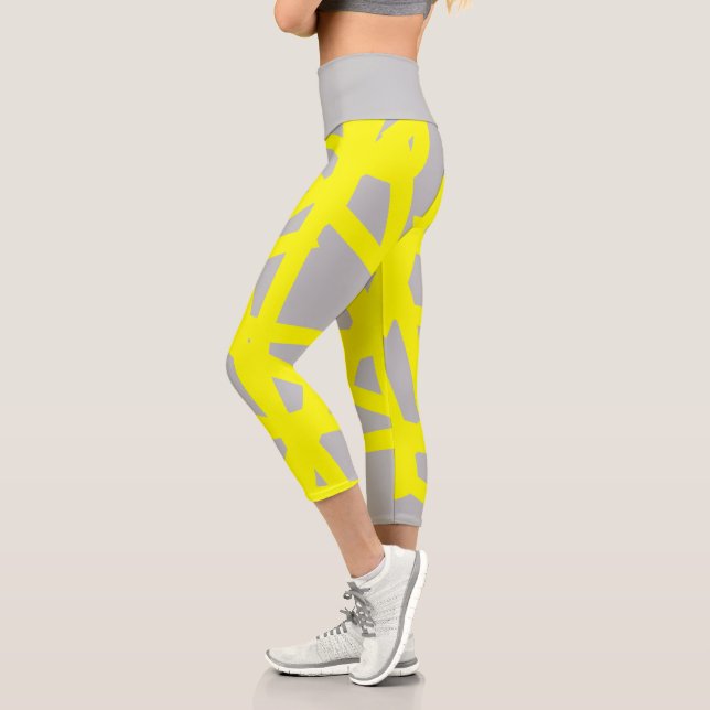 Leggings Capri Funky Abstrait Art Jaune Leggray (Gauche)