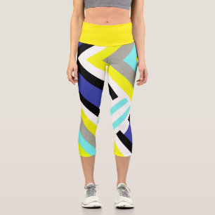 Leggings Capri Funky Abstrait Art Jaune Pastel Thème
