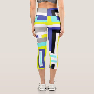 Leggings Capri Funky Abstrait Art Jaune Pastel Thème
