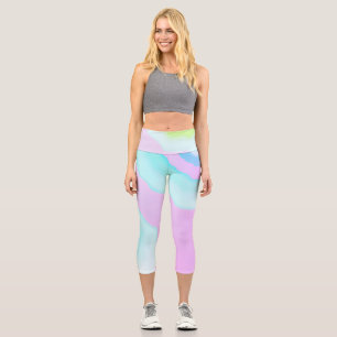 Leggings Capri Funky Art Abstrait rose Turquoise Pastel thème
