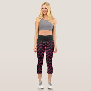 Leggings Capri Funky rose faux parties scintillant salle de gym q