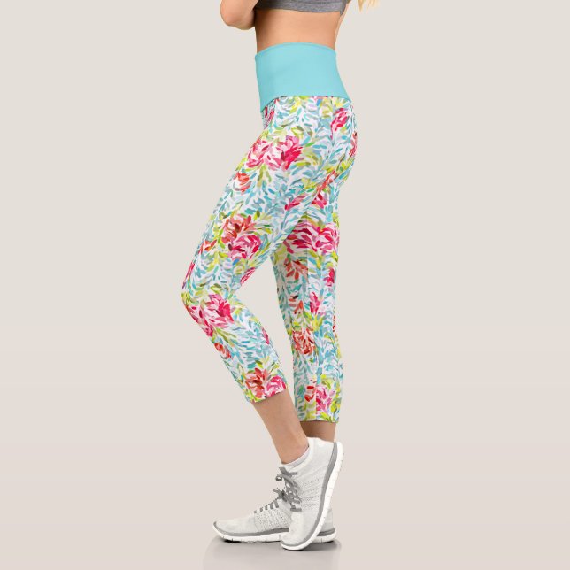 Leggings Capri Funky Summer Colours Peinture Splatter Art Motif (Gauche)