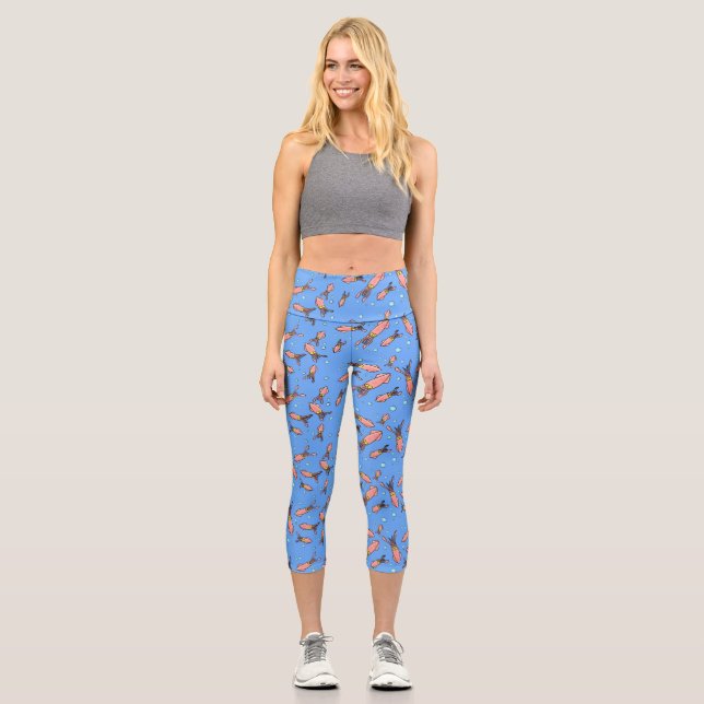 Leggings Capri Funny école de calmar avec bulles dessin animé (Recto)