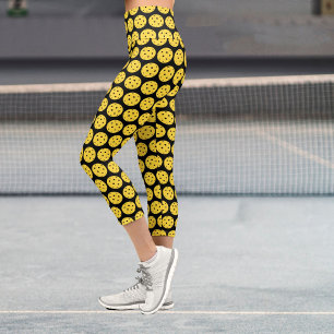 Leggings Capri Funny Pickleball Player Motif noir