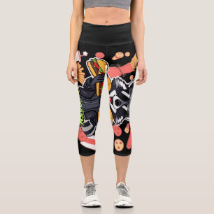 Leggings Capri Funny Raccoon ‘Live Fast Eat Trash’