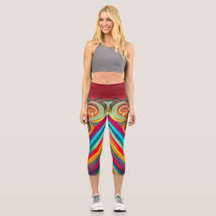 Leggings Capri Fusion de vague de couleur – Art abstrait moderne