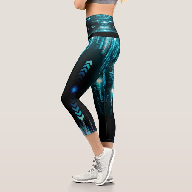 Leggings Capri Galaxie numérique bleue Starry Space Capri Legging (Gauche)