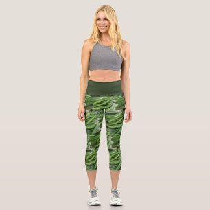 Leggings Capri Garden Girl Green Bean Vegetable Imprimer