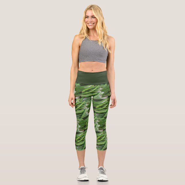 Leggings Capri Garden Girl Green Bean Vegetable Imprimer (Recto)