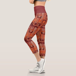 Leggings Capri Géométrie orange et rouge