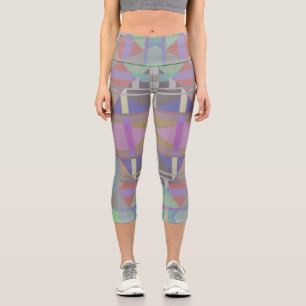 Leggings Capri Géométrique vert violet rose