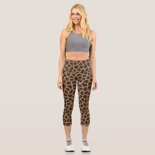 Leggings Capri Giraffe Motif Brown de texture de peau
