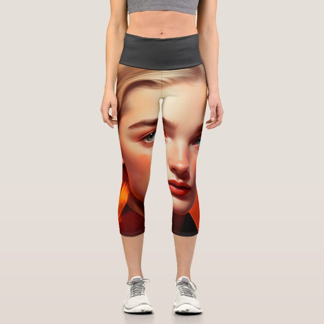 Leggings Capri Girl with blue eyes (Recto)