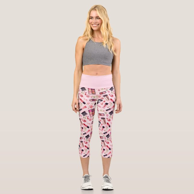 Leggings Capri Glamorous Makeup Artist Inspired Floral Beauty (Recto)