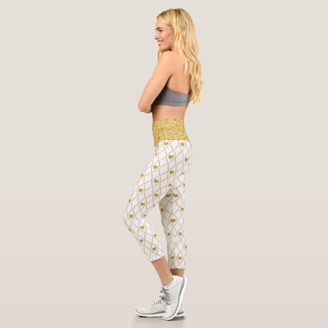 Leggings Capri Gold Parties scintillant ceinture Bande Gold Coeur (Gauche)