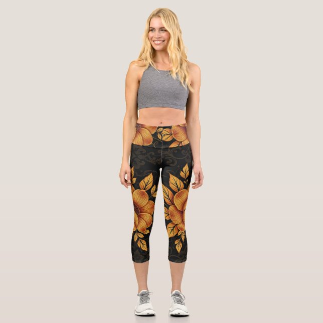 Leggings Capri Golden Bloom Floral (Recto)