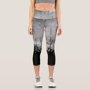 Leggings Capri gouttes d'eau noir et blanc cool