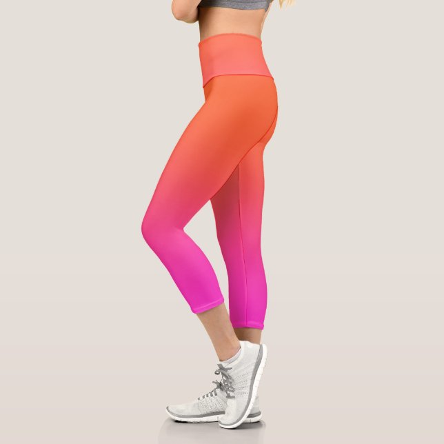 Leggings Capri Gradient orange à haut taille pour femmes (Gauche)
