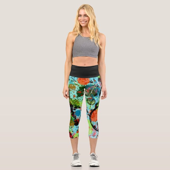 Leggings Capri Graffiti de combat alimentaire Abstrait (Recto)