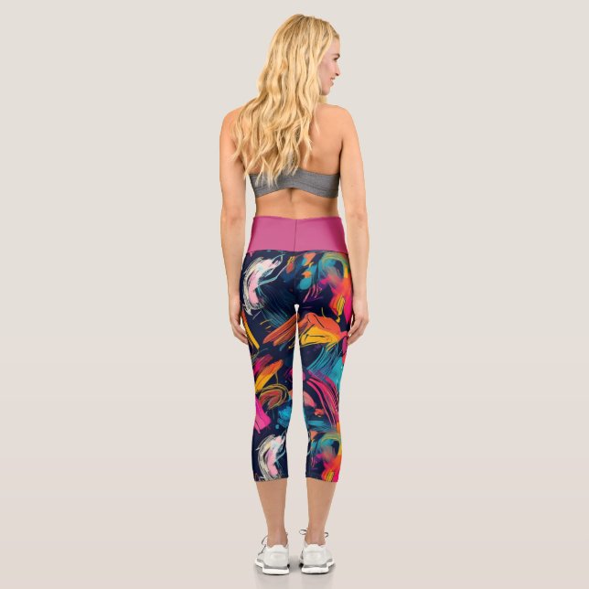 Leggings Capri Graffiti éclaboussé de chaos vibrant (Verso)