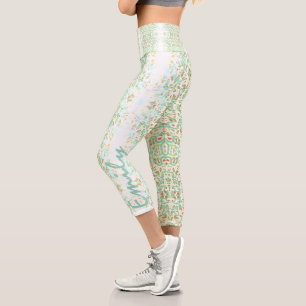 Leggings Capri Graffiti Lines ton bleu Yoga personnalisé C