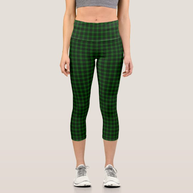 Leggings Capri Graham tartan vert noir plaid (Recto)