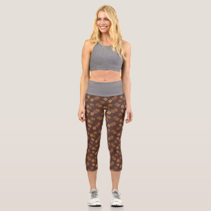 Leggings Capri Grains de café Haricots Café noir Brun Caféine