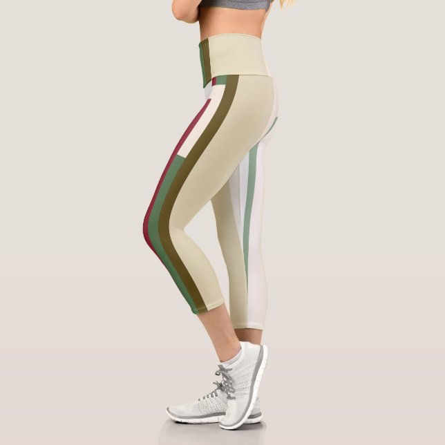 Leggings Capri Grandes Abstraites vertes et rouges (Gauche)