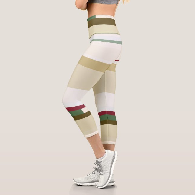 Leggings Capri Grandes Abstraites vertes et rouges (Gauche)
