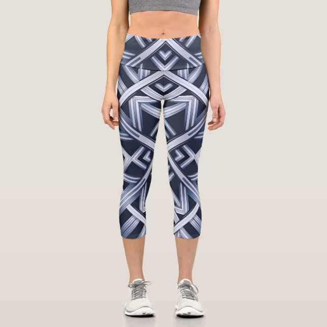 Leggings Capri Grandes bandes d'harmonie en bleu (Recto)