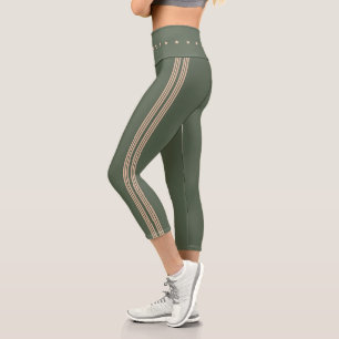 Leggings Capri Grandes Tailles Modernes Yoga Fitness Gym Moss Gre
