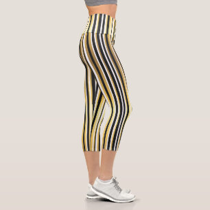 Leggings Capri Grandes Vintages noires, dorées et blanches