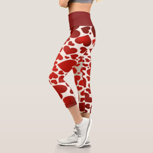 Leggings Capri Grands cœurs rouges en gras Vêtements actifs