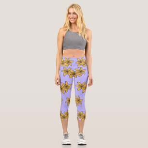 Leggings Capri Grappe de lis de dessin animé jaune