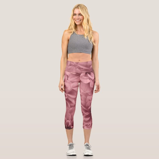 Leggings Capri Grappe florale Mauve Dahlias (Recto)