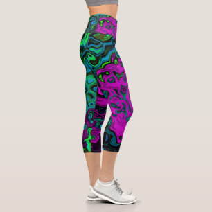 Leggings Capri Gras Magenta Abstrait Super Liquid Art Swirl
