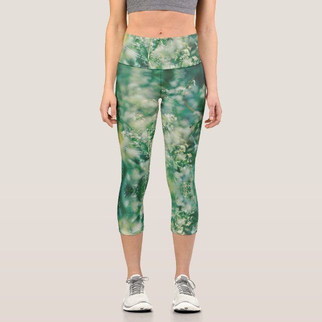 Leggings Capri Grass vert Feuille Fleurs Plantes Nature (Recto)