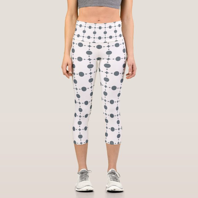 Leggings Capri Gray Polka Dots, Polka Dot Pattern, Dots (Recto)