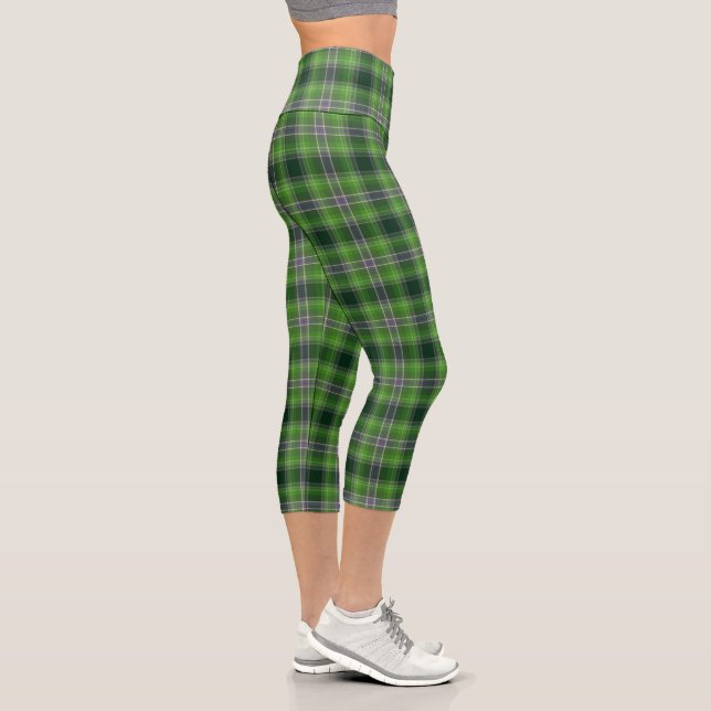 Leggings Capri Green Purple Tartan Plaid Gingham Pattern  (Droite)