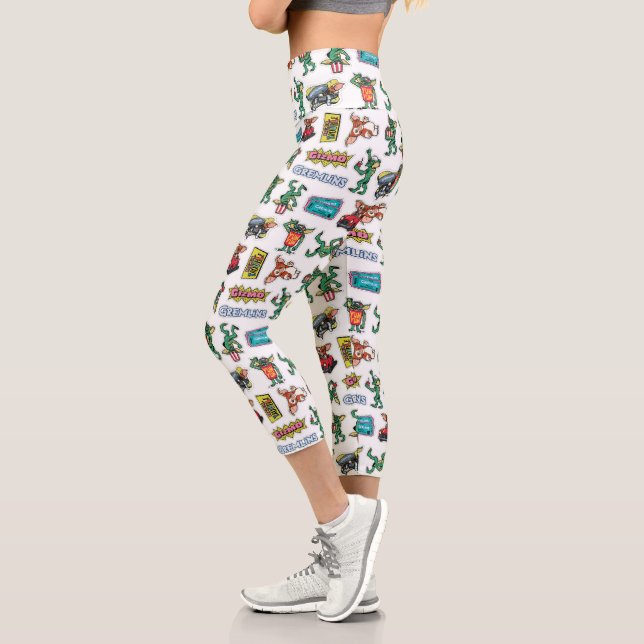 Leggings Capri Gremlins™ Autocollants Drôles Motifs (Gauche)