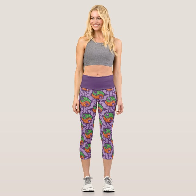 Leggings Capri Grenouille séchée Trippy Yin Yang (Recto)