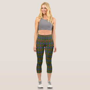 Leggings Capri Grille Diamant Arlequin : Harmonie Texturée