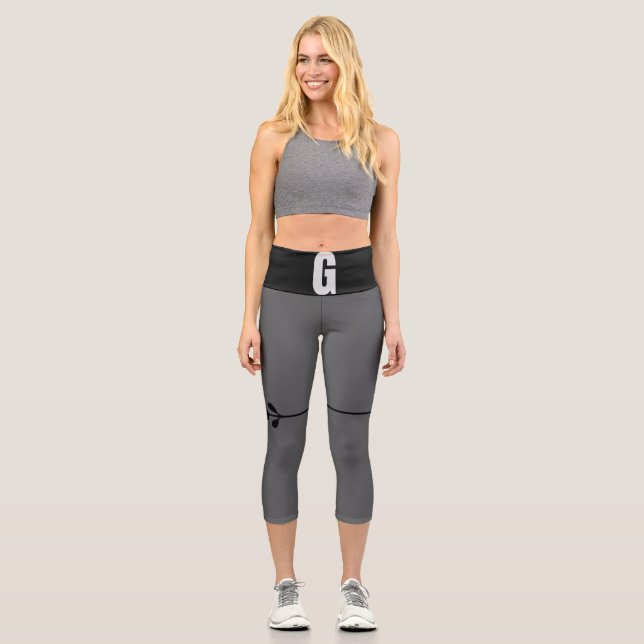 Leggings Capri Gris à haute taille (Recto)