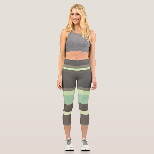 Leggings Capri Gris et vert Abstrait (Recto)