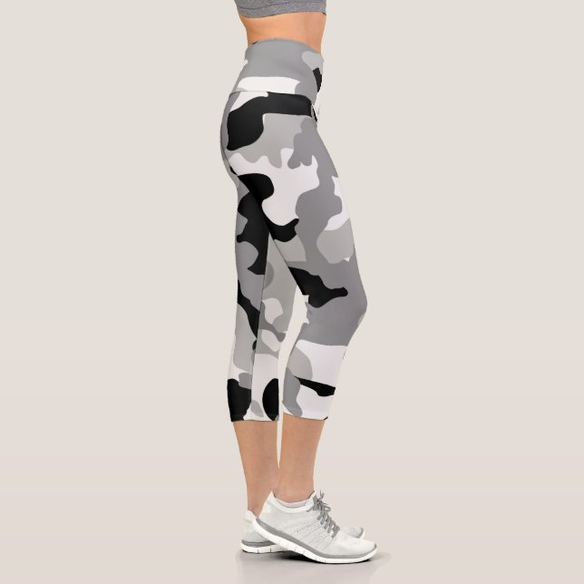 Leggings Capri Gris & Noir Camo Haut Taille (Droite)